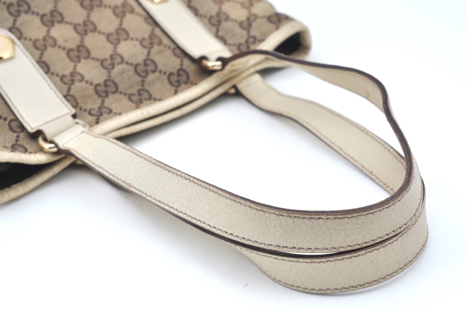 Authentic GUCCI Shoulder Tote Bag Purse GG Canvas Leather 153361 Brown K5165