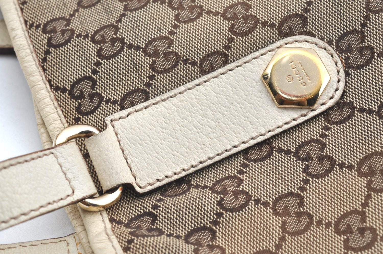 Authentic GUCCI Shoulder Tote Bag Purse GG Canvas Leather 153361 Brown K5165