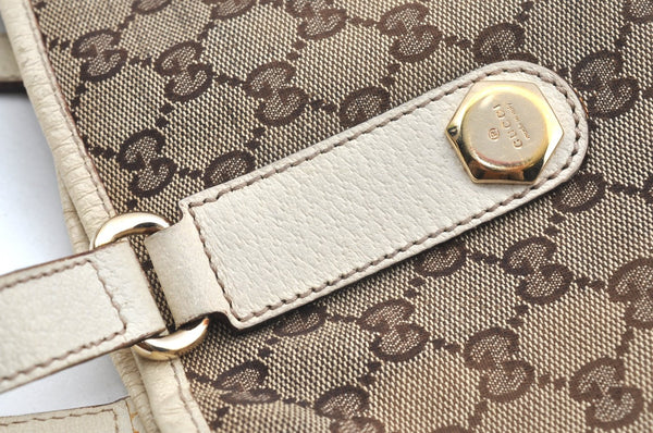 Authentic GUCCI Shoulder Tote Bag Purse GG Canvas Leather 153361 Brown K5165