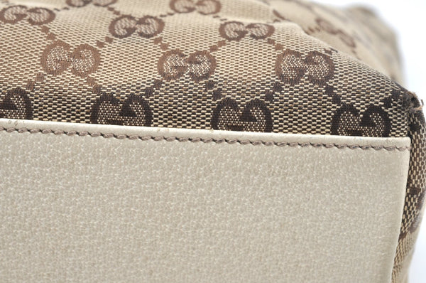 Authentic GUCCI Shoulder Tote Bag Purse GG Canvas Leather 153361 Brown K5165