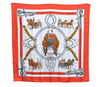 Authentic HERMES Carre 90 Scarf "EQUIPAGES" Silk Red K5168