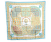 Authentic HERMES Carre 90 Scarf "Ciels Byzantins" Silk Light Blue Yellow K5169