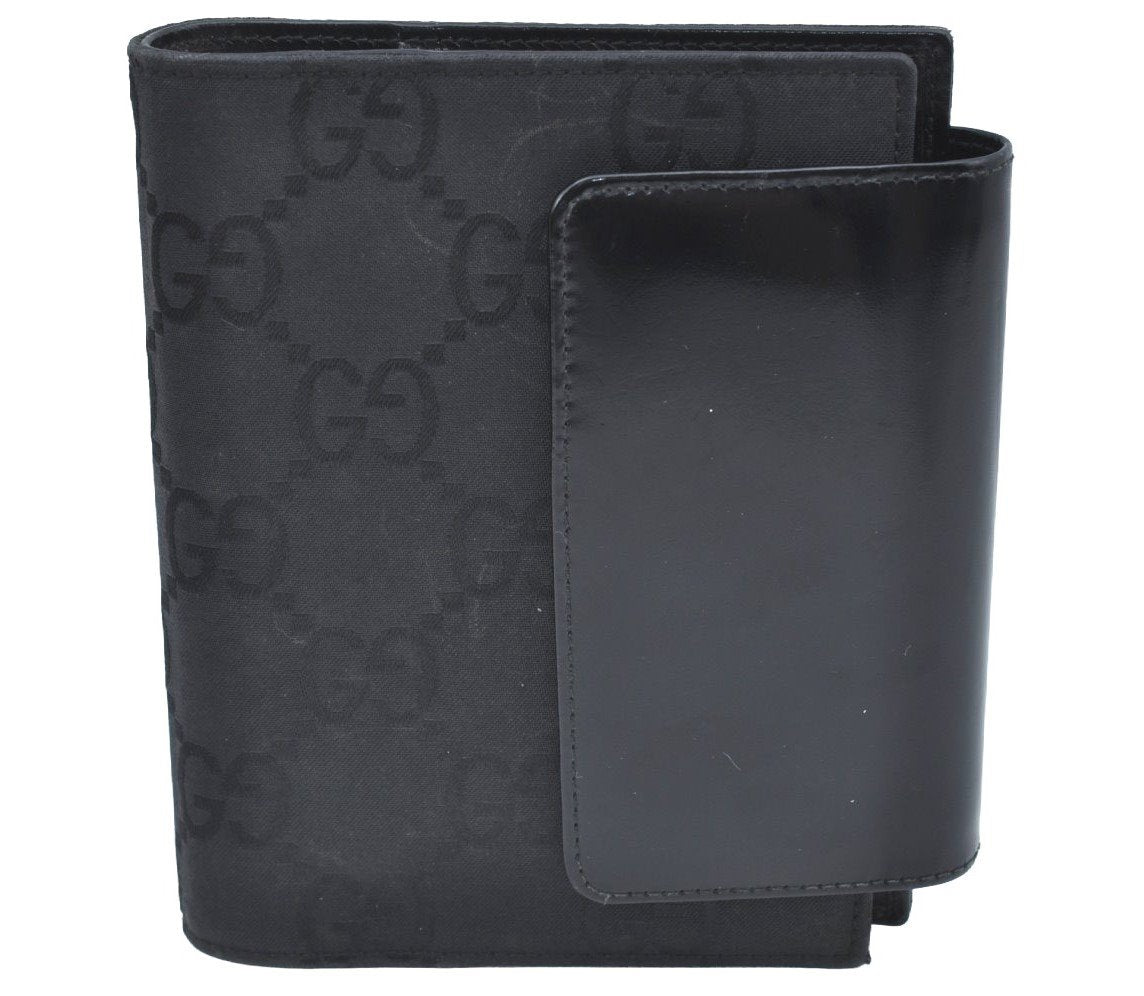 Authentic GUCCI Notebook Cover GG Nylon Leather Black K5173