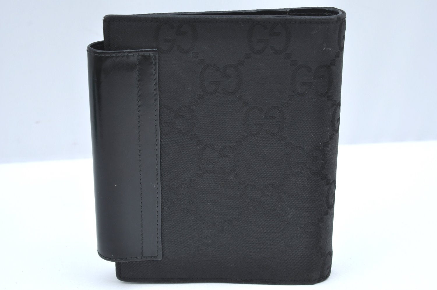 Authentic GUCCI Notebook Cover GG Nylon Leather Black K5173