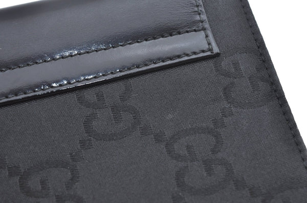 Authentic GUCCI Notebook Cover GG Nylon Leather Black K5173