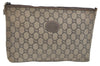 Authentic GUCCI GG Plus Clutch Hand Bag Purse PVC Leather Brown K5183
