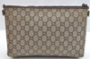 Authentic GUCCI GG Plus Clutch Hand Bag Purse PVC Leather Brown K5183