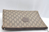 Authentic GUCCI GG Plus Clutch Hand Bag Purse PVC Leather Brown K5183