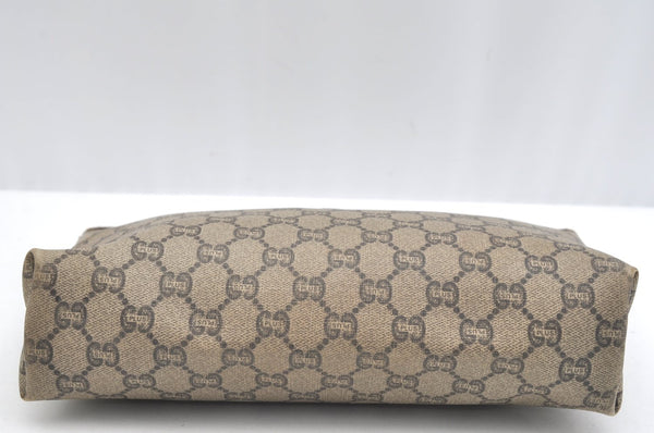 Authentic GUCCI GG Plus Clutch Hand Bag Purse PVC Leather Brown K5183