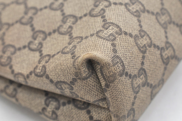 Authentic GUCCI GG Plus Clutch Hand Bag Purse PVC Leather Brown K5183