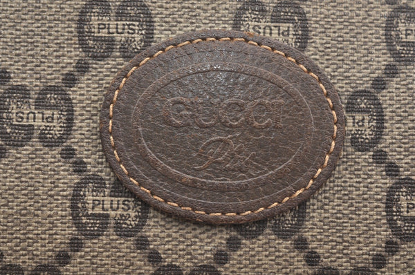 Authentic GUCCI GG Plus Clutch Hand Bag Purse PVC Leather Brown K5183