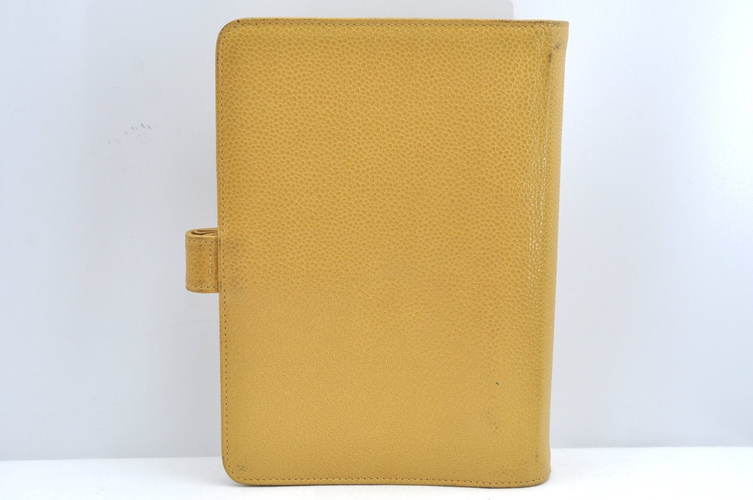 Authentic CHANEL Caviar Skin CoCo Mark Agenda Notebook Cover Yellow K5186