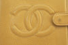 Authentic CHANEL Caviar Skin CoCo Mark Agenda Notebook Cover Yellow K5186