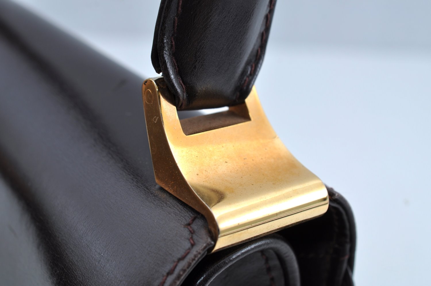 Authentic GUCCI Hand Bag Purse Leather Brown K5188