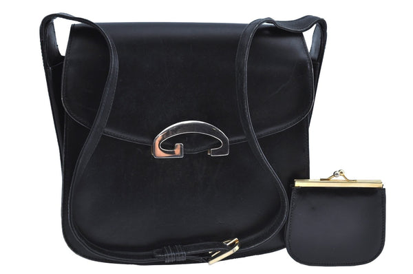 Authentic GUCCI Shoulder Cross Body Bag Purse Leather Black K5198