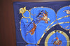 Authentic HERMES Carre 90 Scarf "Pampa" Silk Navy Blue K5200