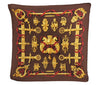 Authentic HERMES Pleats Scarf "FERRONNERIE" Silk Brown K5201