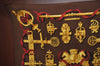 Authentic HERMES Pleats Scarf "FERRONNERIE" Silk Brown K5201