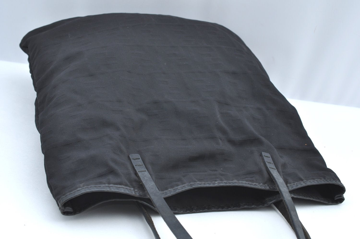 Authentic FENDI Zucca Tote Bag Purse Nylon Leather Black K5203