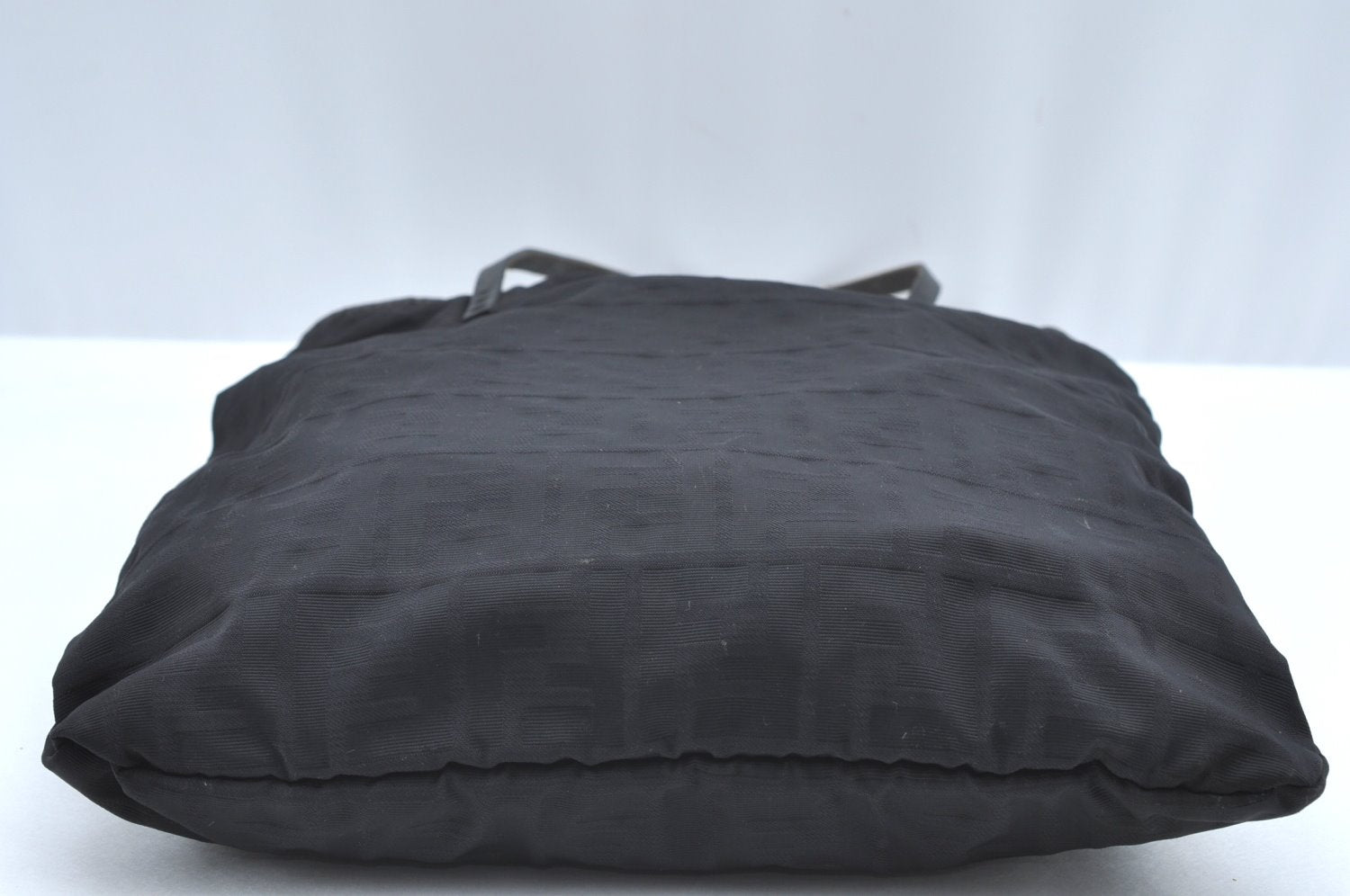 Authentic FENDI Zucca Tote Bag Purse Nylon Leather Black K5203