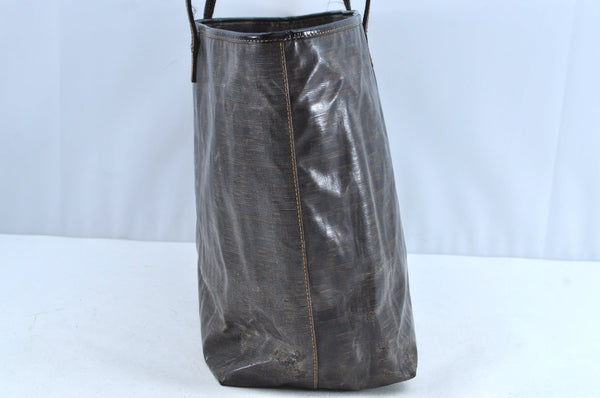 Authentic FENDI Zucca Shoulder Tote Bag PVC Leather Brown K5207