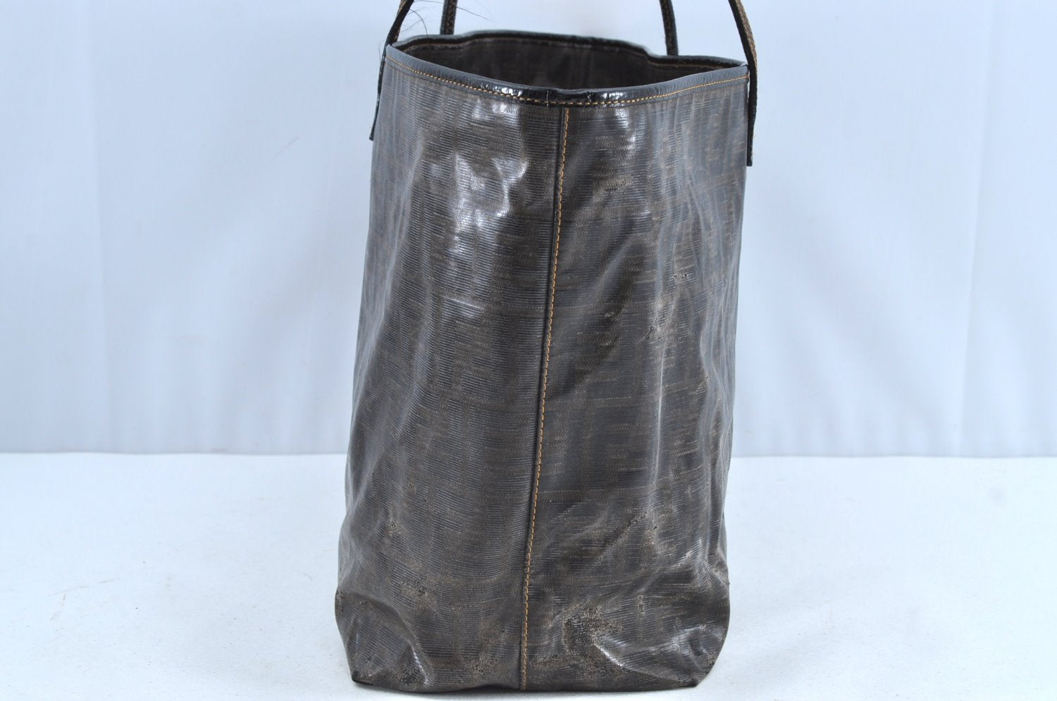 Authentic FENDI Zucca Shoulder Tote Bag PVC Leather Brown K5207