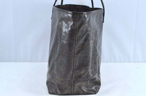 Authentic FENDI Zucca Shoulder Tote Bag PVC Leather Brown K5207