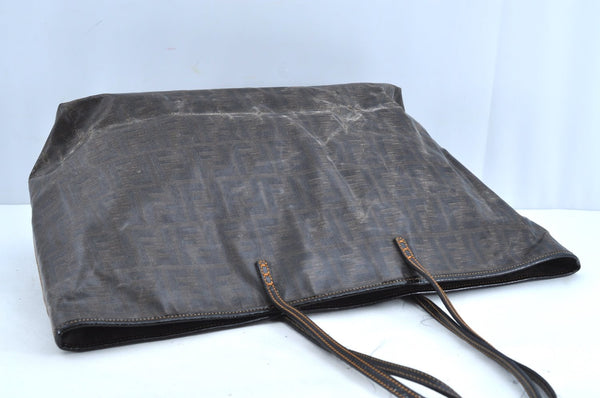 Authentic FENDI Zucca Shoulder Tote Bag PVC Leather Brown K5207