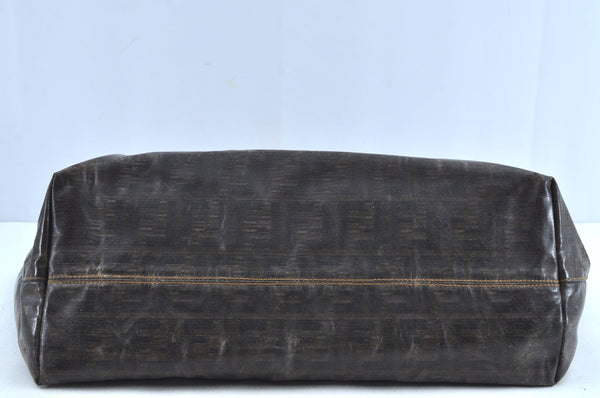 Authentic FENDI Zucca Shoulder Tote Bag PVC Leather Brown K5207