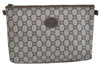 Authentic GUCCI GG Plus Clutch Hand Bag Purse PVC Leather Brown K5214