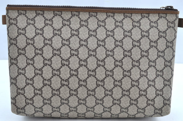 Authentic GUCCI GG Plus Clutch Hand Bag Purse PVC Leather Brown K5214