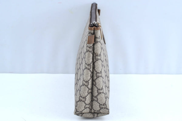 Authentic GUCCI GG Plus Clutch Hand Bag Purse PVC Leather Brown K5214