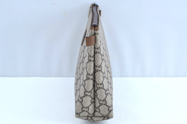 Authentic GUCCI GG Plus Clutch Hand Bag Purse PVC Leather Brown K5214