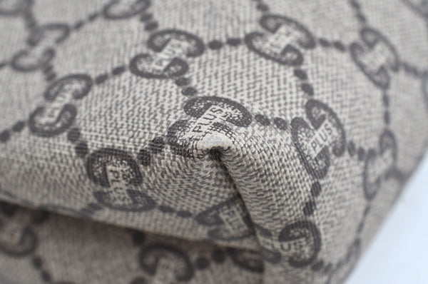 Authentic GUCCI GG Plus Clutch Hand Bag Purse PVC Leather Brown K5214