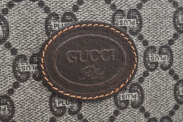 Authentic GUCCI GG Plus Clutch Hand Bag Purse PVC Leather Brown K5214