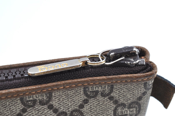 Authentic GUCCI GG Plus Clutch Hand Bag Purse PVC Leather Brown K5214