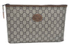 Authentic GUCCI GG Plus Clutch Hand Bag Purse PVC Leather Brown K5219