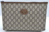 Authentic GUCCI GG Plus Clutch Hand Bag Purse PVC Leather Brown K5219