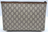 Authentic GUCCI GG Plus Clutch Hand Bag Purse PVC Leather Brown K5219