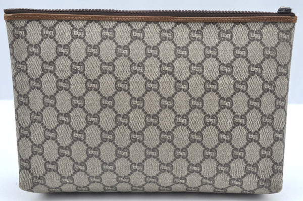 Authentic GUCCI GG Plus Clutch Hand Bag Purse PVC Leather Brown K5219