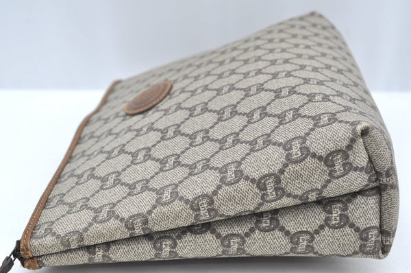 Authentic GUCCI GG Plus Clutch Hand Bag Purse PVC Leather Brown K5219