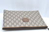 Authentic GUCCI GG Plus Clutch Hand Bag Purse PVC Leather Brown K5219