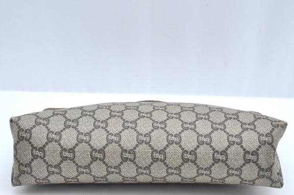 Authentic GUCCI GG Plus Clutch Hand Bag Purse PVC Leather Brown K5219