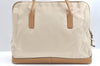 Authentic PRADA Nylon Tessuto Leather Shoulder Tote Bag Beige K5225