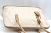 Authentic PRADA Nylon Tessuto Leather Shoulder Tote Bag Beige K5225