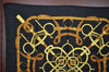 Authentic HERMES Carre 90 Scarf "Eperon d'Or" Silk Black K5233