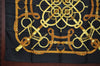 Authentic HERMES Carre 90 Scarf "Eperon d'Or" Silk Black K5233