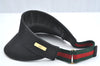 Auth GUCCI Web Sherry Line Sun Visor Denim Canvas Leather Size S Black K5237