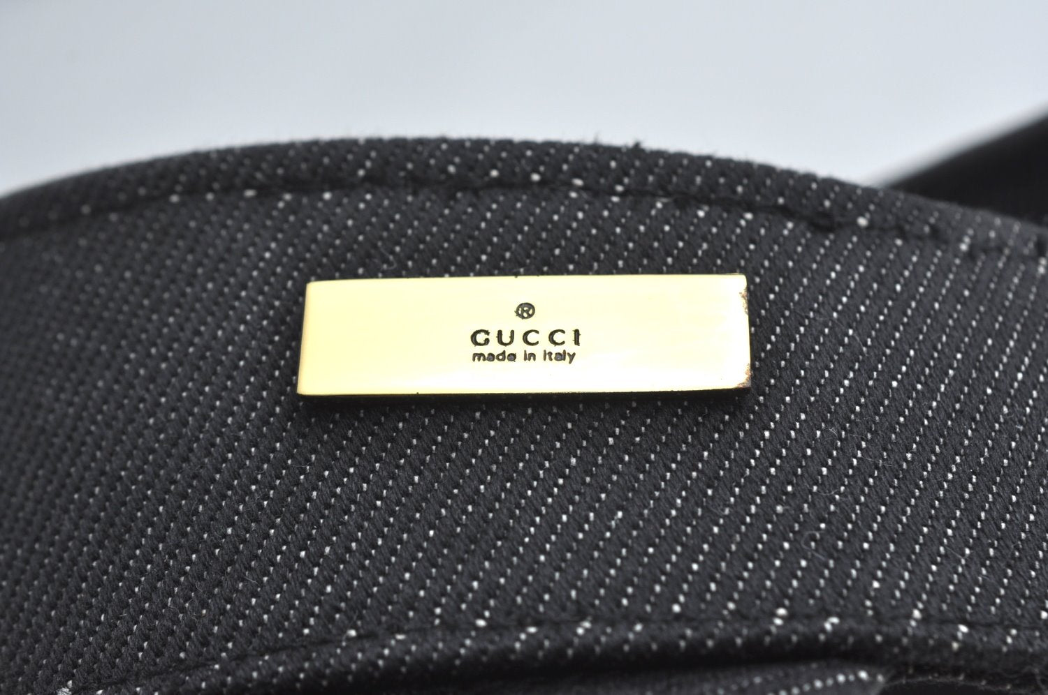 Auth GUCCI Web Sherry Line Sun Visor Denim Canvas Leather Size S Black K5237