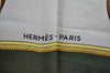 Authentic HERMES Carre 90 Scarf "LES VOITURES A TRANSFORMATION" Silk Green K5261